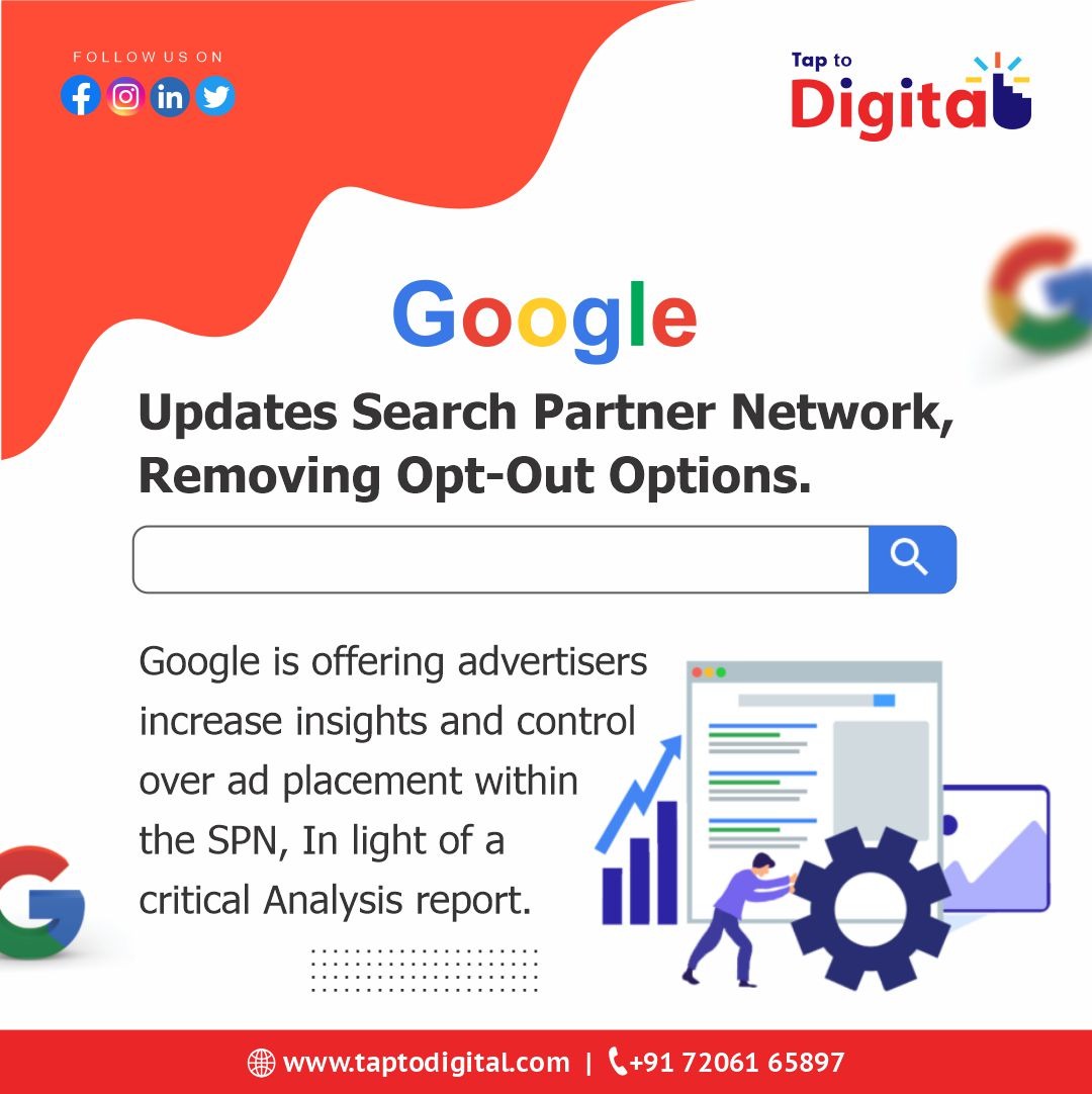 Google grants advertisers more control over ad placement within the Search Partner Network, responding to concerns raised by an Analysis report. These changes offer better insights and safeguard brand reputation.
Tap To Digital LLP
.
.
.
.
.
.
 #GoogleAds #AdPlacement #seoexpert