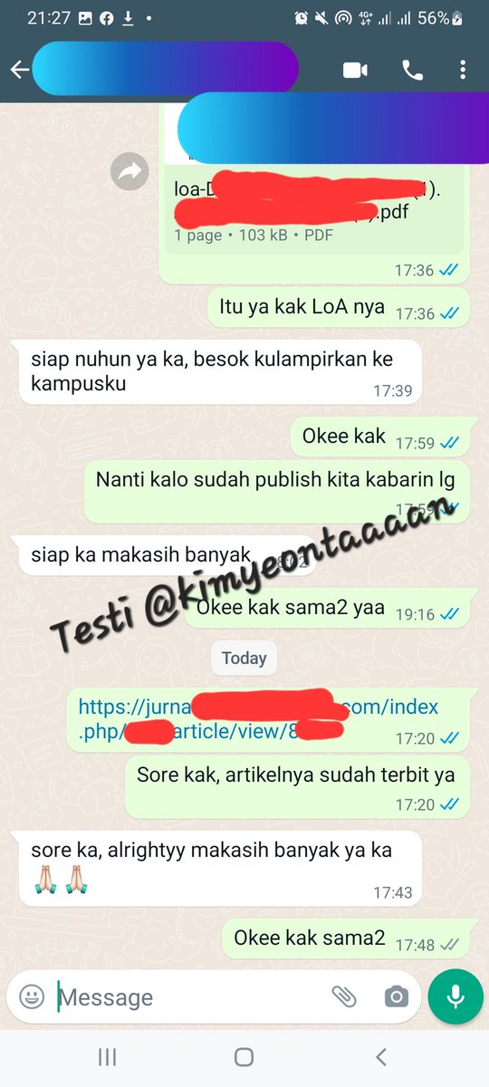 ~Testi publish jurnal sinta 4 ILMU KOMUNIKASI~

Menyediakan Jasa:
- Submit/Upload/Publish Jurnal Sinta Maupun Non Sinta (all jurusan)
- Membuat Naskah Publikasi
- Parafrase
- Turnitin
- Translate eng-ind/ind-eng
- dll 

WA wa.me/6282328606850 🙌

#publishjurnal #jurnalsinta