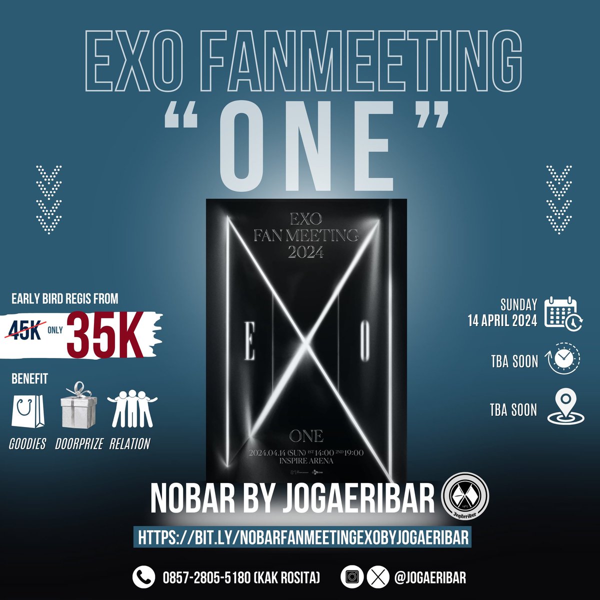 jogaeribar's tweet photo. 📛📛📛
Spesial Promo buat *35 EXO-L* tercepat dari ~Rp45.000~ menjadi *Rp35.000* saja 

📌 Informasi lebih lanjut
DM IG/Twitter : 
@jogaeribar
CP : +62 857-2805-5180 (Kak Rosita)

#exo #exol #exoljogja #jogja  #event #eventjogja #jogja #nobar #party #exofanmeeting #eventjogja https://t.co/SssD9MjxmW