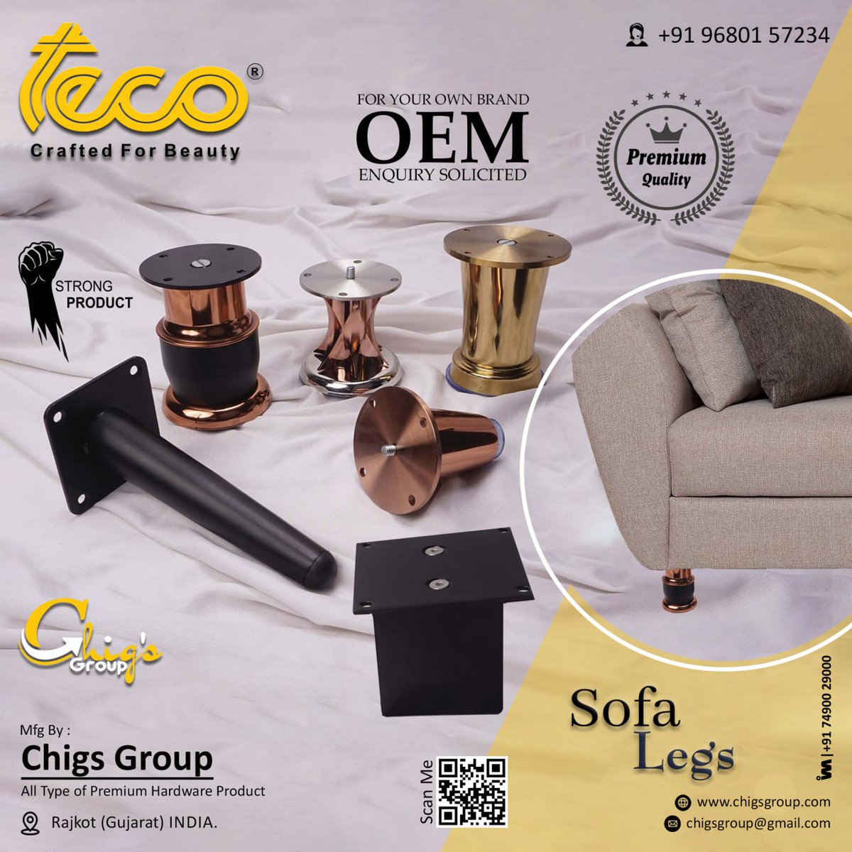 ibais_hardware's tweet photo. CHIGS GROUP (Rajkot)

For enquiry via WhatsApp click:
https://t.co/7LEcpFd1XX 

Mr. Chirag Patel - +91 96801 57234
#sofalegmanufacturers #sofalegfitting #sofalegs #sofaleghardware #sofalegdesign #hardwareproducts #hardwaretraders #hardwarecollection 
.
@ibais_hardware https://t.co/8jflOplVG0