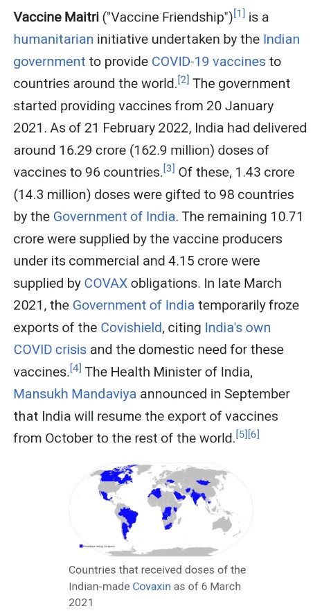 SaiManeshreddy2's tweet photo. WHAT'S WRONG WITH INDIA?
Free vaccination given by india to 98 countries vulnerable to COVID-19. https://t.co/AKXsiHpmJx