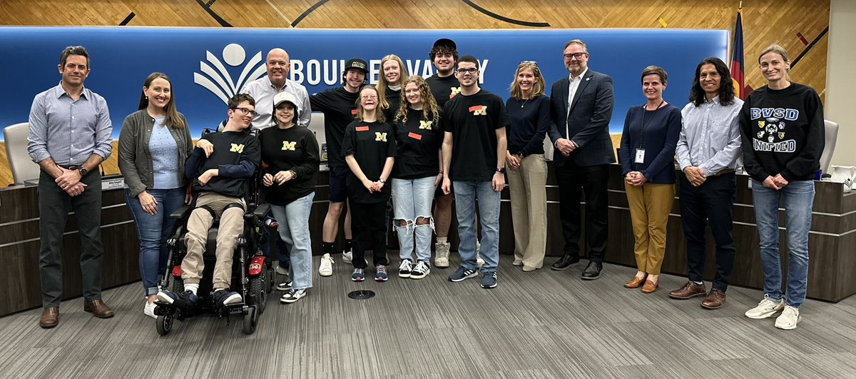 This evening we welcomed students and staff from the unified program at Monarch High School for the Board of Education’s Student Moment. The students spoke about the relationships forged in the physical education class and fun competitions. #BVSDProud #BVSDisthePlacetoBeUnified