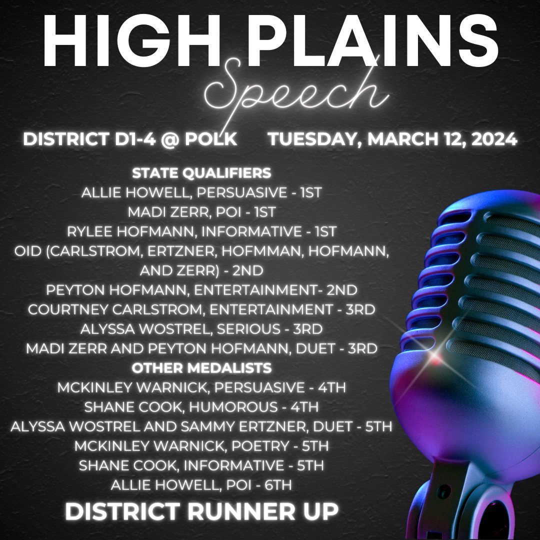 HPCSTORM's tweet photo. Congratulations to the #HPCStorm Speech Team on their District D1-4 Runner-Up finish! 
All fourteen events medaled today and seven speakers qualified for state! https://t.co/m4HRsrisl7