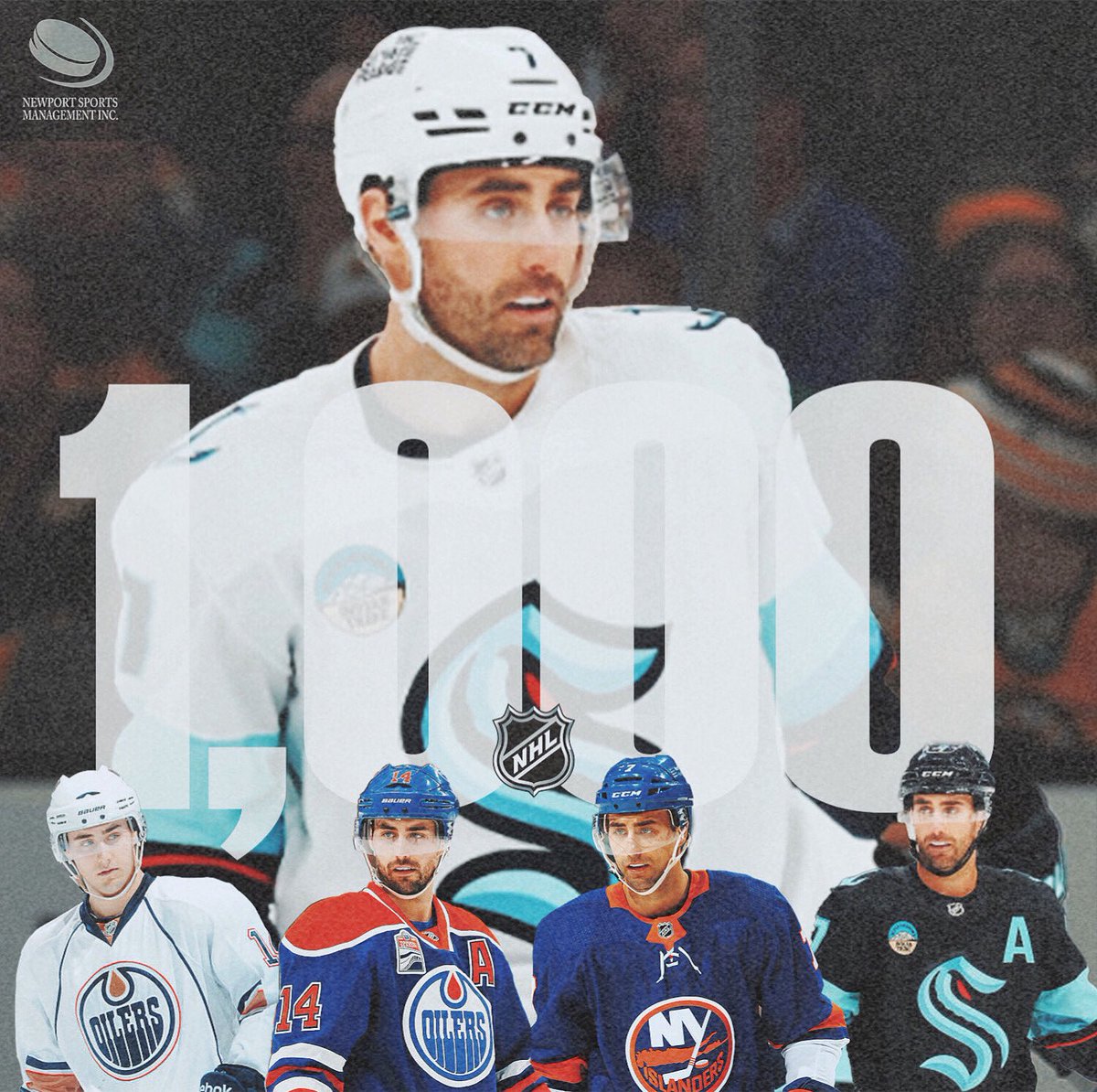 1,000 NHL Games Played. Congratulations to Jordan Eberle and his family! 👏 #Ebs1000 #SilverStickClub