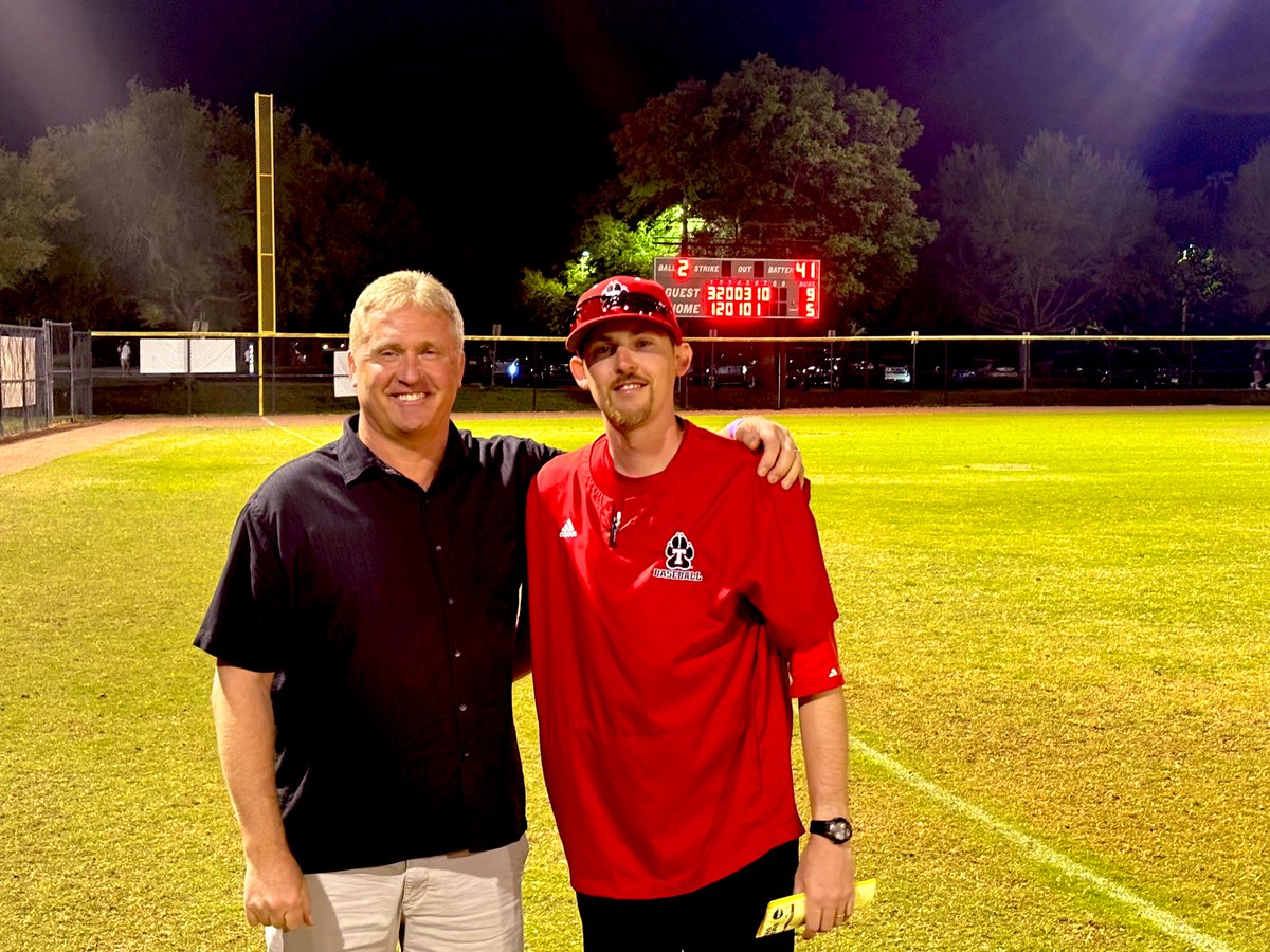 It’s hard to win college baseball games. Winning your first game as HC is harder. The guys made me work for it but glad they did, because it meant my dad got to be there. To share that moment with the man who brought me into this game is something I’ll never forget! Love you Dad!