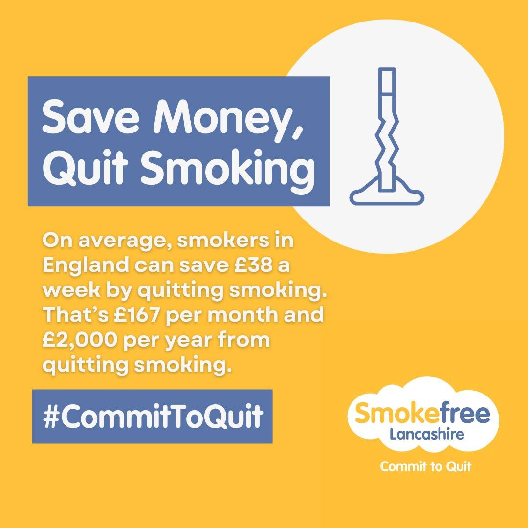 On #NoSmokingDay2024, why not think about what you could do with an extra £2,000 each year? @SmokefreeLancs is there to support you to kick the smoking habit. Get in touch today... 0808 1962 638 buff.ly/47yH1Tt