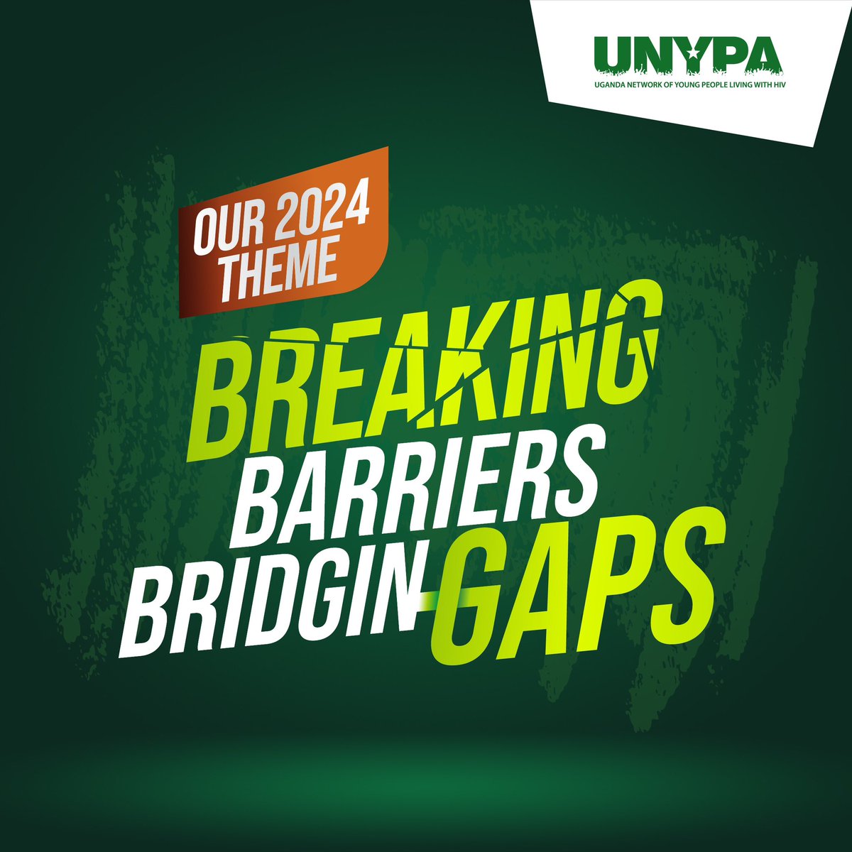 Our 2️⃣0️⃣2️⃣4️⃣ theme is “BREAKING BARRIERS BRIDGING GAPS.” The theme will help us address issues that hinder HIV service delivery in different communities. @UNYPA1 #BBBG