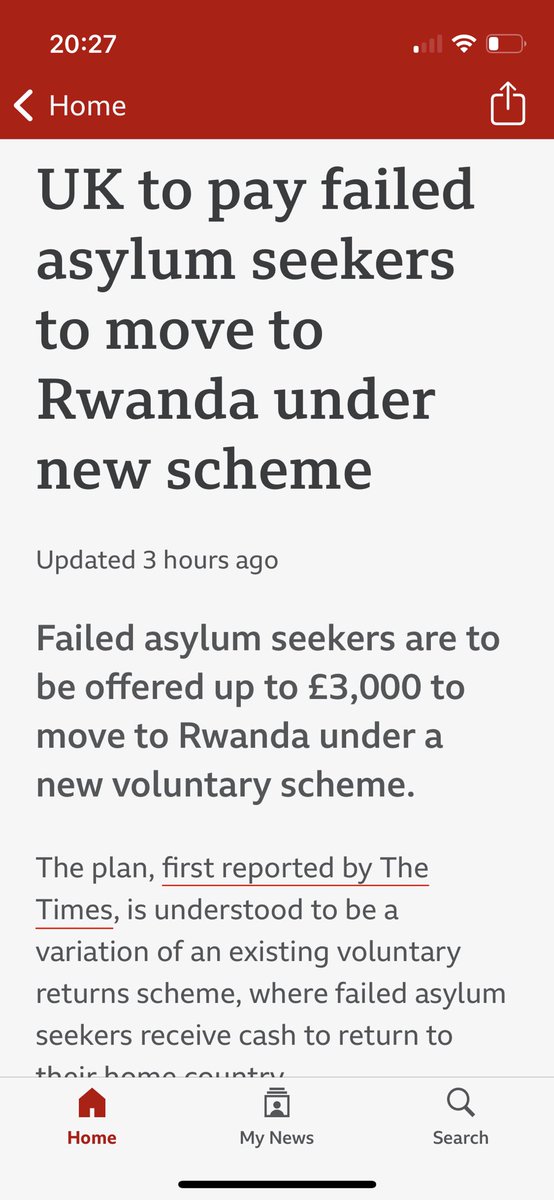 The final humiliation for this incompetent and bigoted Tory government. After sending £500m (and zero asylum seekers) to Rwanda, they are now planning to offer £3,000 to each applicant to try and fill a plane. #GeneralElection2024