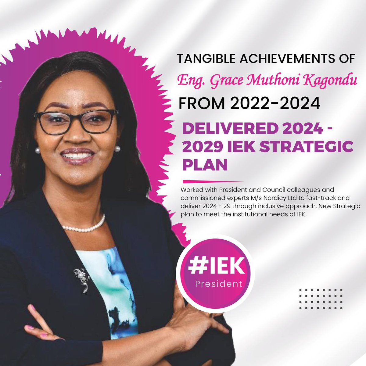 Catch the next President of the Institution of Engineers  of Kenya Eng. Grace Muthoni Kagondu as she shares THE PLAN TO PROVIDE OPPORTUNITIES FOR ENGINEERS in the country on JKL Taaaanight! #EngGraceforIEKPresident #JKL <a href="/GraceKagondu/">Eng. Grace Muthoni Kagondu</a>