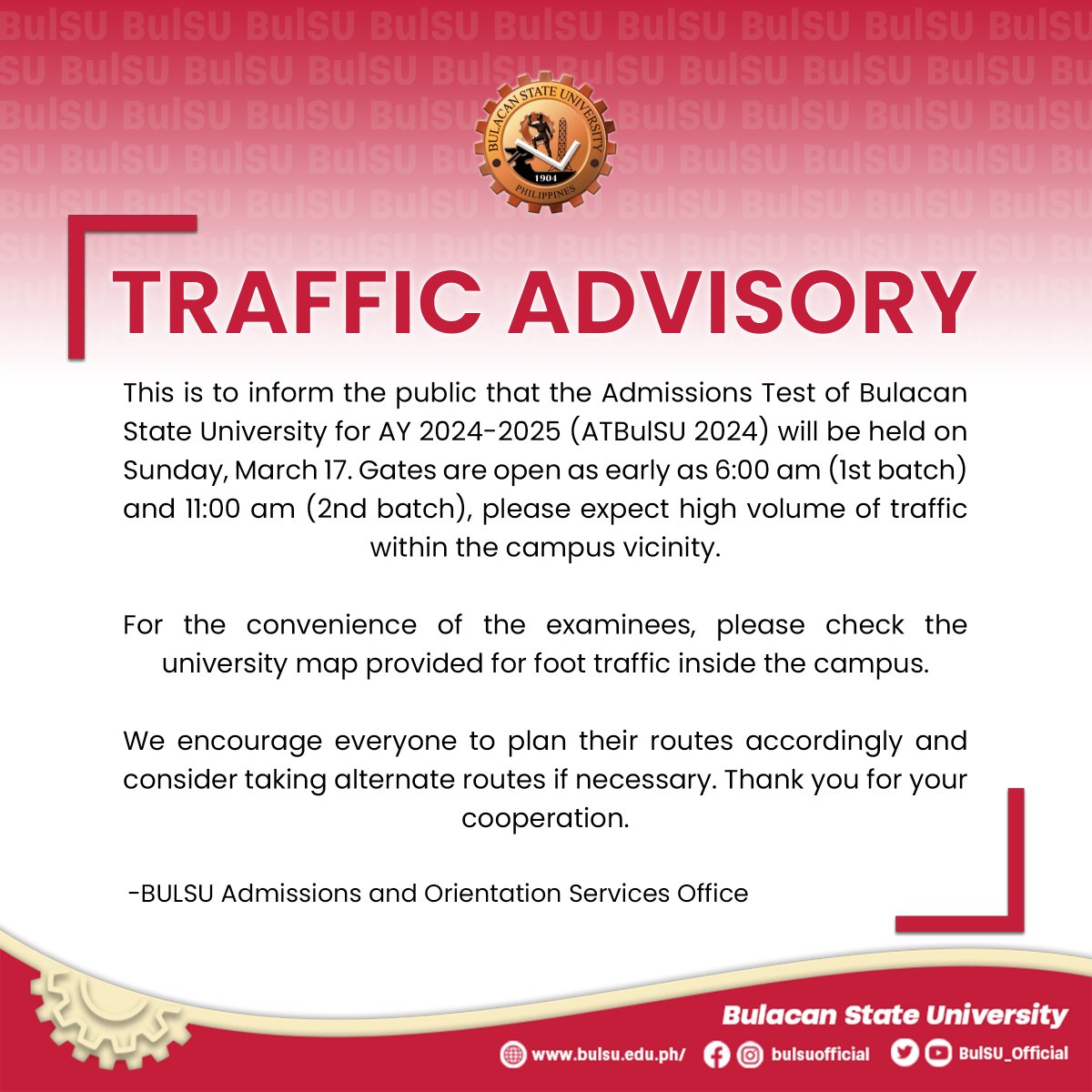 BulSU_Official's tweet photo. For everyone's information. https://t.co/tlPs4cR9pT