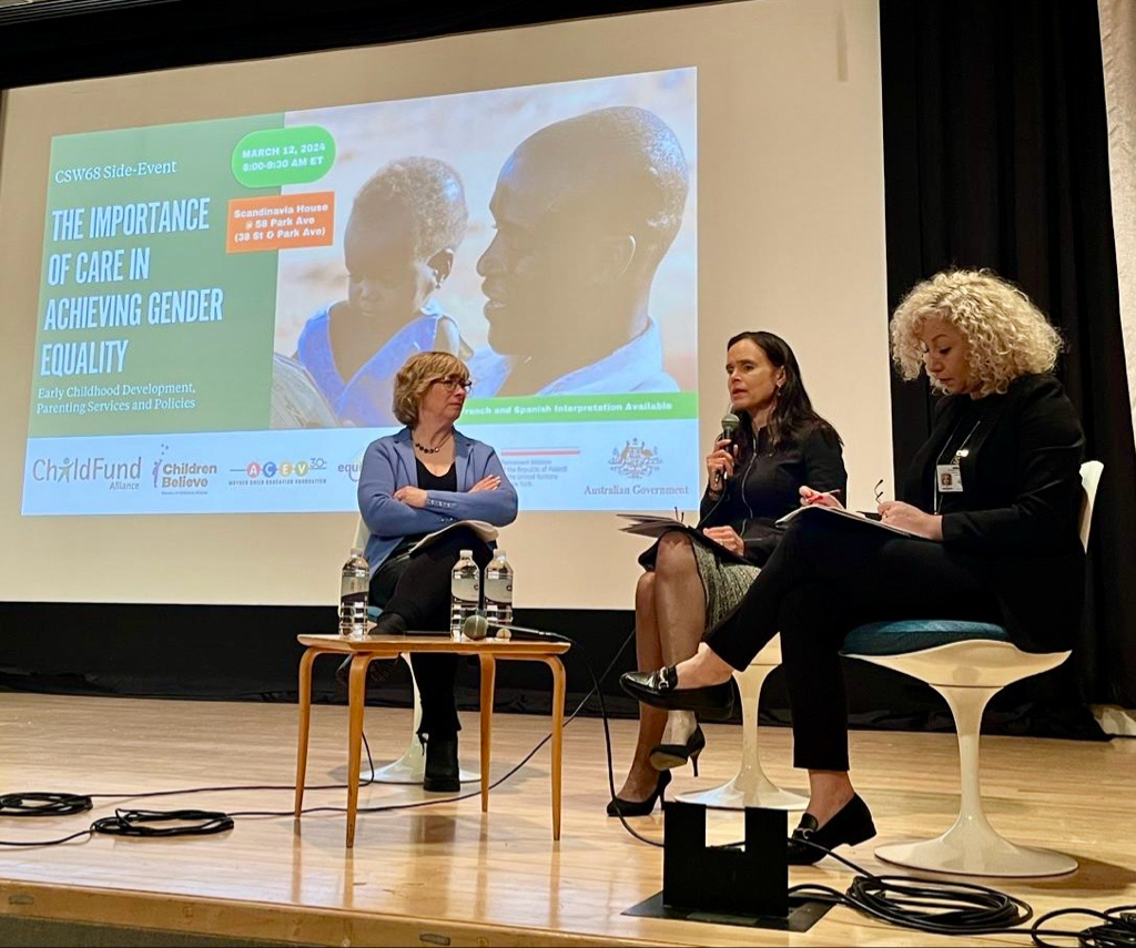 Thank you @ChildFundAll and partners for hosting this important discussion about the importance of care in achieving gender equality, including how we must challenge unequal gender norms to achieve equitable distribution of paid and unpaid care work #CSW68