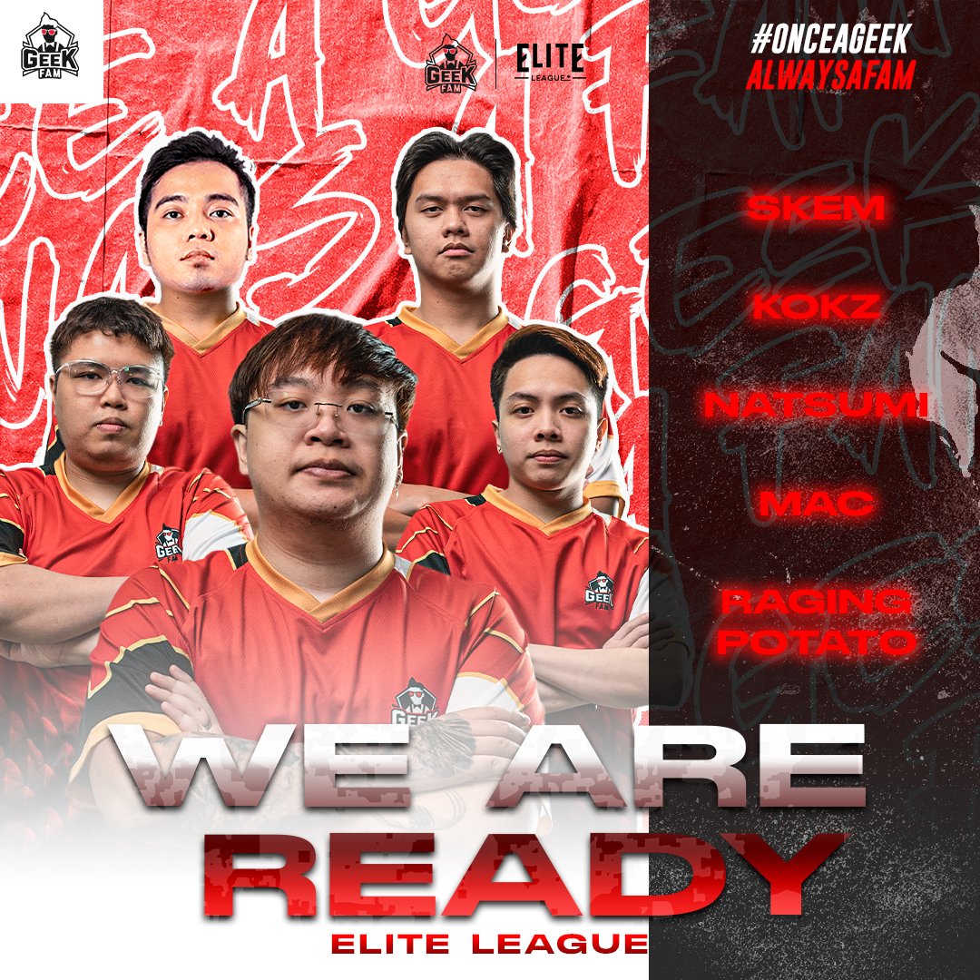 TeamGeekFam's tweet photo. We're back and ready for our next tournament! We would be playing the Elite League SEA Qualifier tomorrow at 12pm! With a new lineup, let's see where the journey will lead us this time!
#geekfam #OnceAGeekAlwaysAFam #LetsGoGeeks #dota2 #EliteLeague #esports #closequalifier https://t.co/xAHAOhZpPH