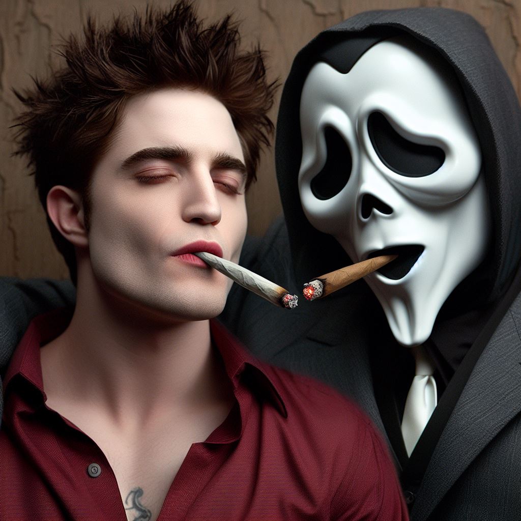 candykizzes24's tweet image. 🚬 weed with @GhostfaceTalks_ #edwardcullen #Ghostface #highaf #binglol