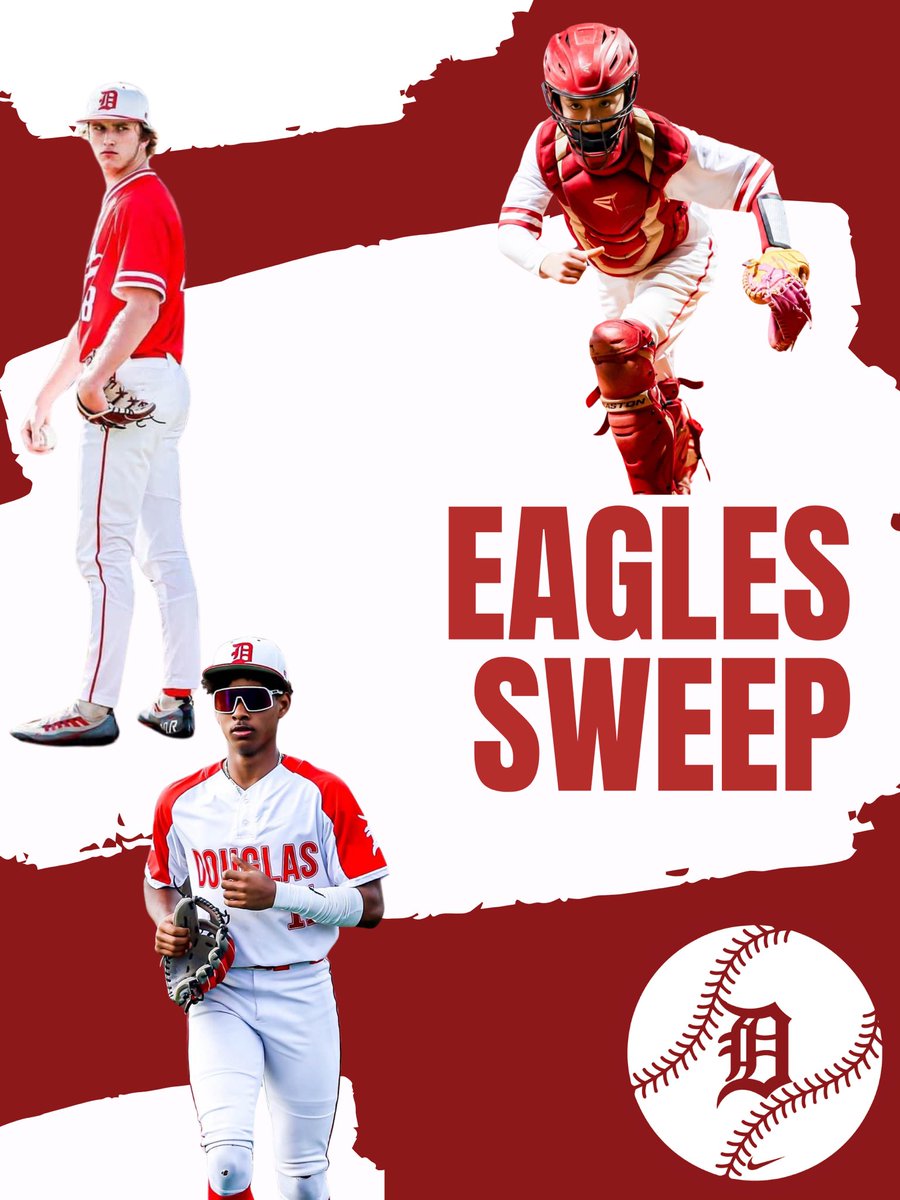 Eagles Sweep 🧹 🧹 

All our Douglas Eagles won today! Go Eagles ❤️⚾️🦅

🔴 Varsity wins 9-7 vs Pinson Valley

🔴 JV wins 3-2 vs Pinson Valley

🔴 Middle School wins 6-4 &amp; 6-5 vs Albertville