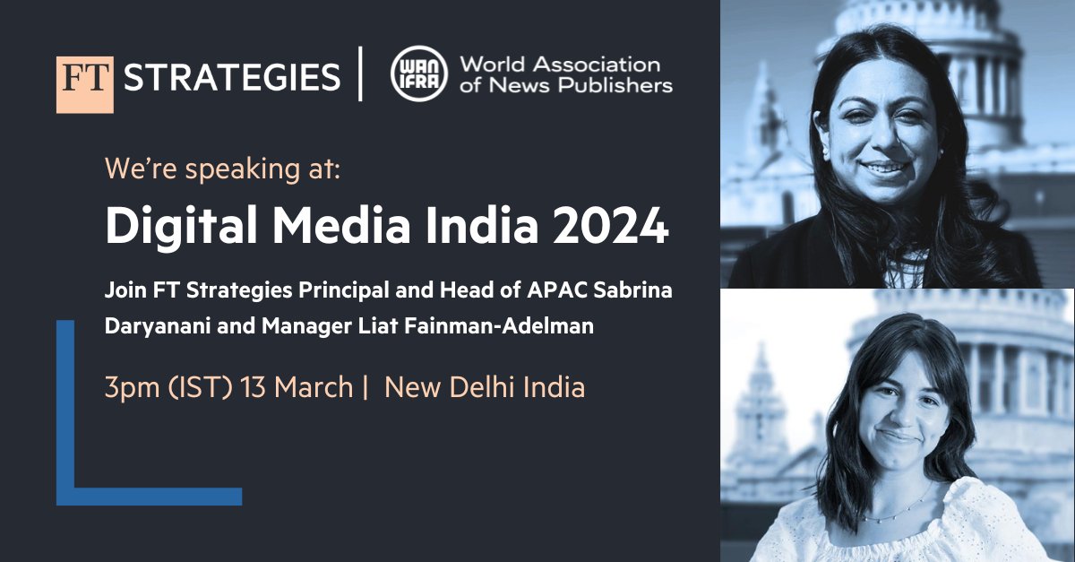 🎤 FT Strategies is at Digital Media Asia, sharing the findings of our research project with Medill School of Journalism, Northwestern on the news preferences of the next generation of consumers. Understanding the Audiences of 2030: eu1.hubs.ly/H082mLg0 @NewspaperWorld