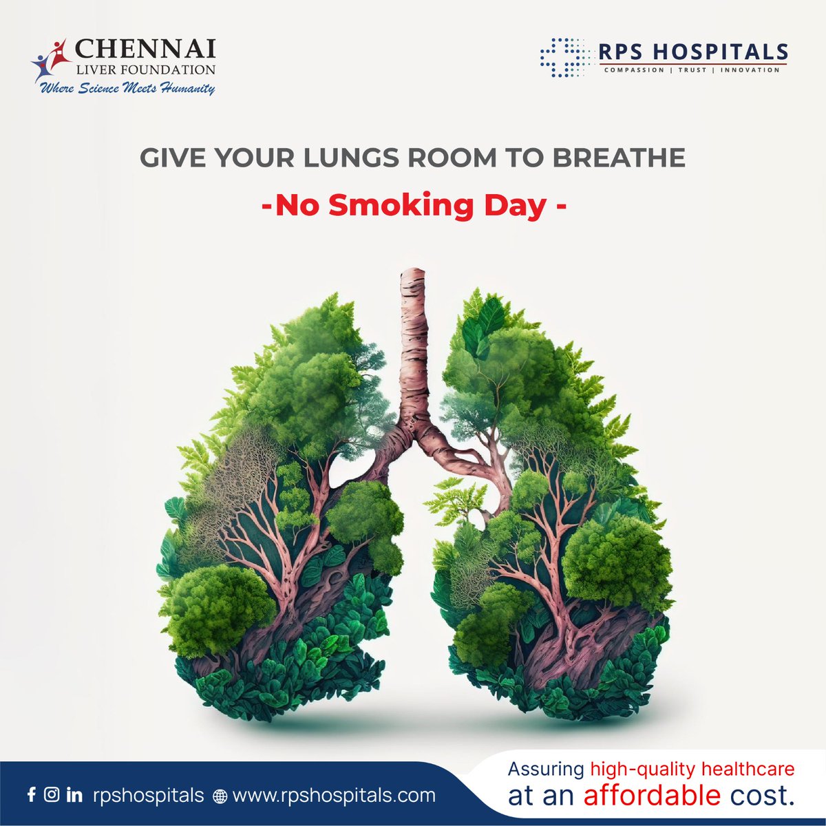 In every breath you take, your lungs tell you they aren't ashtrays. 
They deserve clean air, not the toxic residue of cigarettes. Stop smoking and start living.

No Smoking Day

#RPS #CLF #nosmokingday #smokinginjurioustohealth #healthylung #healthylifestyle