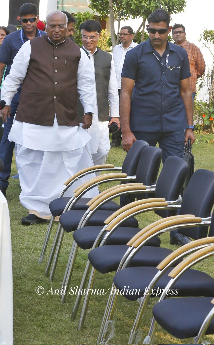 Congress president Mallikarjun kharge at press conference on tuesday. @IndianExpress photo by @anilsharma07