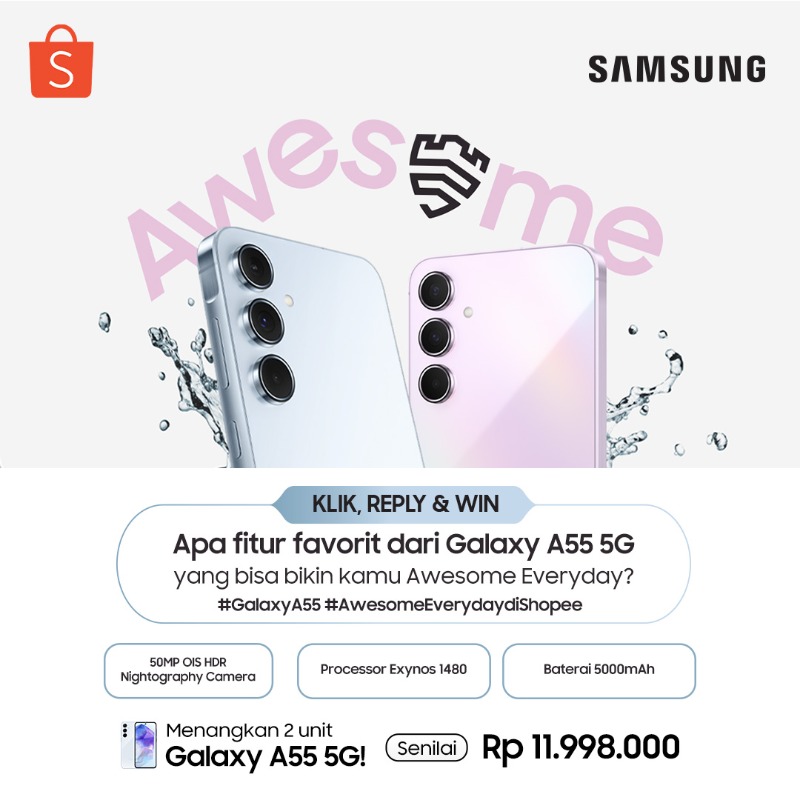 ShopeeID's tweet photo. ✨ GIVEAWAY SAMSUNG GALAXY A55 5G ✨

Hari ini mimin &amp; Samsung mau GIVEAWAY 2 UNIT GALAXY A55 5G senilai total 11JT++ untuk 2 pemenang

Caranya:
- FOLLOW @ShopeeID
- RT &amp; LIKE tweet ini
- Klik banner di bawah ini
- Reply #GalaxyA55 #AwesomeEverydaydiShopee + jawaban

GOOD LUCK 🧡