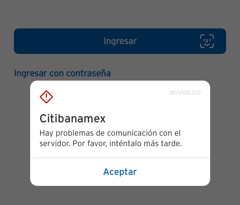 zerosecinfo's tweet photo. @Citibanamex  Tienen algún problema con la aplicación? desde ayer en la noche estoy intentando acceder pero obtengo el mismo mensaje. https://t.co/LdtkCgEPBB