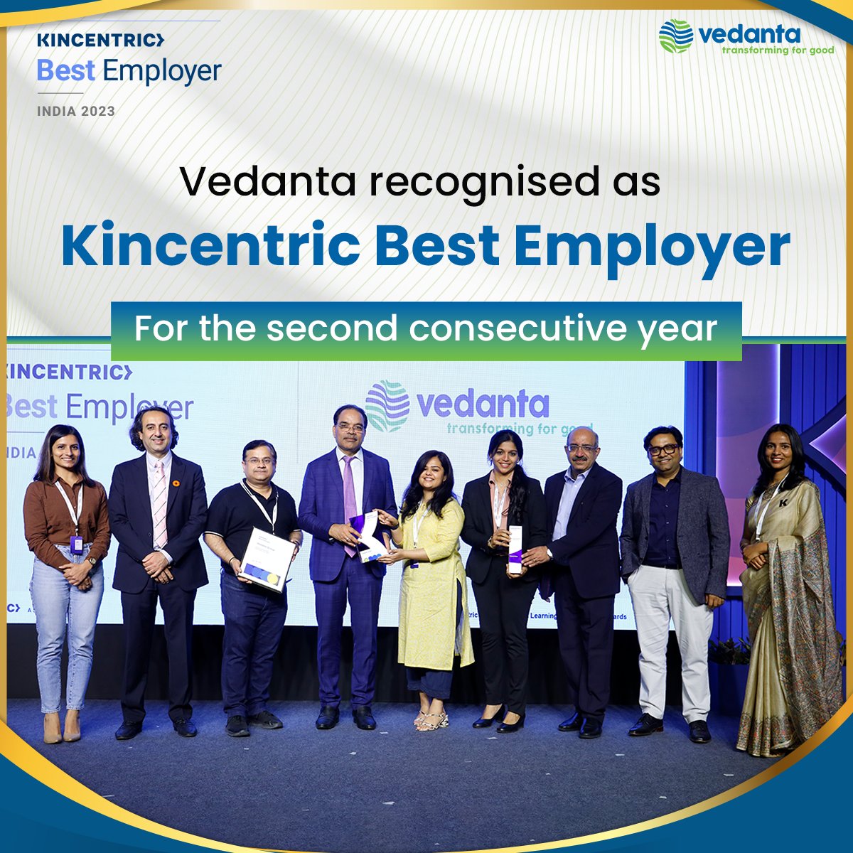 Coming together is a beginning, staying together is progress, and working together is success! Pleased to be recognised as the 'Kincentric Best Employer 2023' for the second year in a row and becoming a part of the 'Best Employer Club'. This recognition demonstrates #Vedanta's