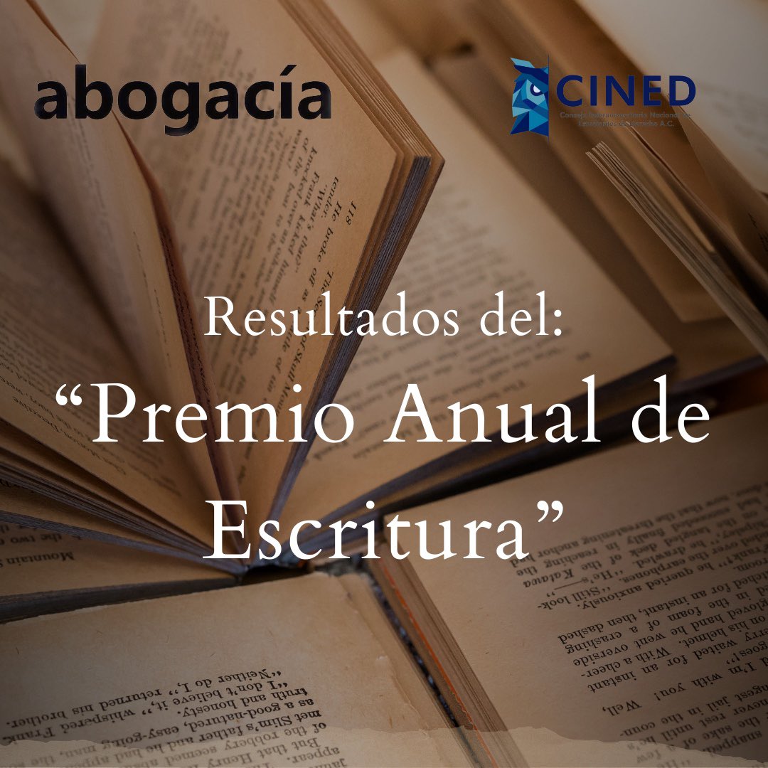 ConsejoINED's tweet photo. Resultados del “Premio Anual de Escritura” en conjunto con @revistaabogacia 

Muchas felicidades a las y los ganadores. No olviden reclamar su premio y estar pendientes de las próximas actividades para ustedes como estudiantes de Derecho 🎉🎊🎉👏🏻👏🏻 https://t.co/3bJZbT5D8F