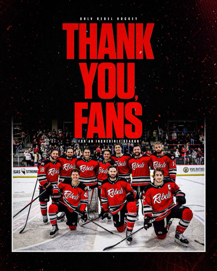 UNLVRebelHockey's tweet photo. The love and support we've experienced this season has been beyond words. Without you by our side, we wouldn't have made it this far.

Thank you for going on this incredible ride of a season with us. We can’t wait to be back with you next season. ❤️ https://t.co/x4UY3xaZbY