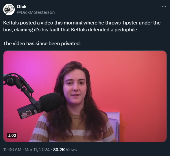 Kefalls threw Tipster under the bus before AugieRFC came back