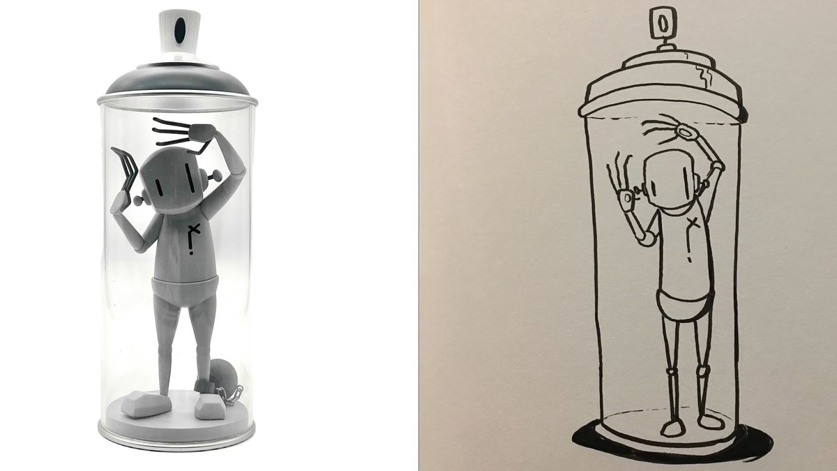 Pushing production boundaries, ChrisRWK has teamed up with UVD Toys on the ambitious and innovative 'Contents Under Pressure' vinyl art toy set. The arresting concept features RWK's signature robot trapped within a clear acrylic spray can display. vinylpulse.com/2024/03/conten…