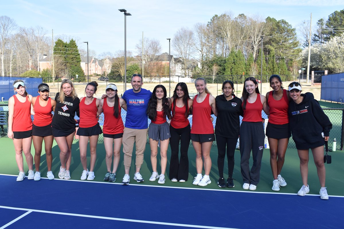 WaltonTennis's tweet photo. Varsity won 5-0 at home vs North Cobb today. Next match is Thursday vs Cherokee. It is an away match and will be played at Bridgemill Athletic Club in Canton. Go Raiders! https://t.co/pPCr4zwLra
