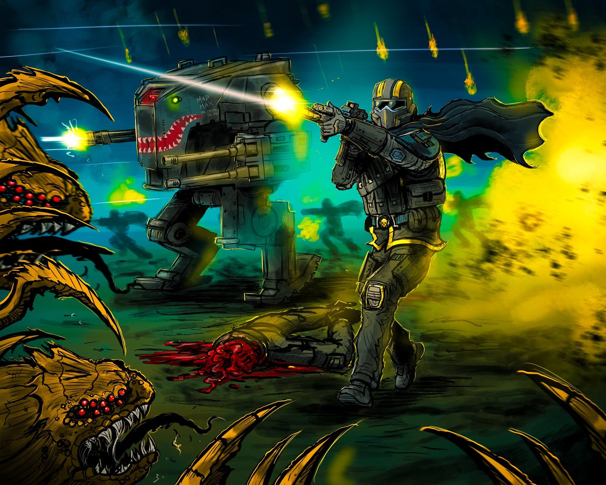 “Planetary Exterminators” 💥 Some Hell Divers 2 Fan Art . Hope everyone’s having a great week so far. Enjoy the day 🤙🏻 #HELLDIVER2 #starshiptroopers #halo #battletribe