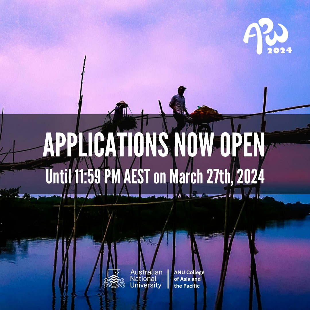 Asia Pacific Week 2024 applications are now open! 📣 Delegate Application Form: forms.gle/UJU6rK9cPZvTqz… If you have any questions please reach out via social media or email us at asiapacificweek@anu.edu.au with the subject ‘Delegate Query’!