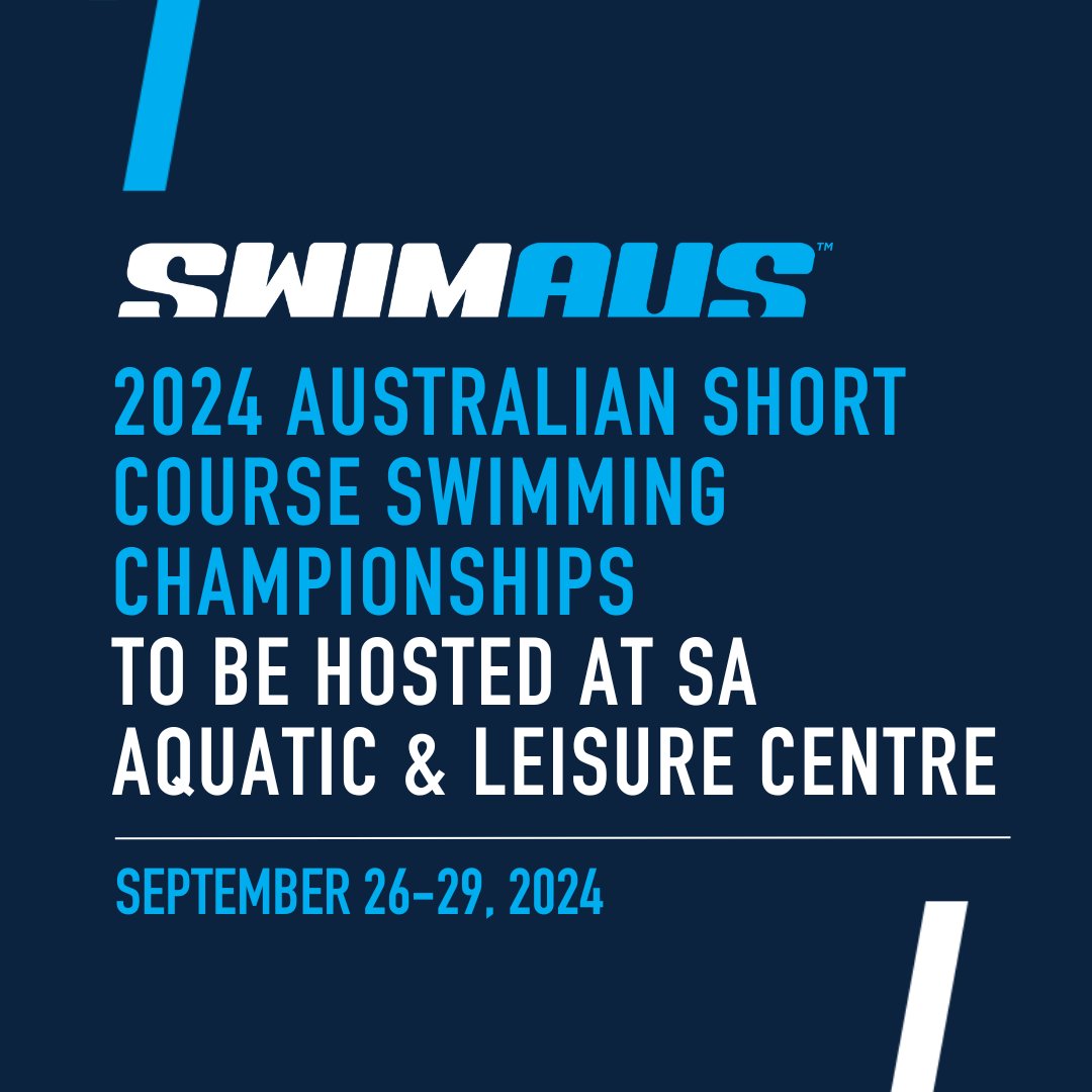 The 2024 Australian Short Course Swimming Championships will take place at @saaquatic & and Leisure Centre from September 26-29. It’s an experience you don’t want to miss, tickets will be announced shortly through Ticketek. 🎟️ Read more: swimming.org.au/articles/dont-…