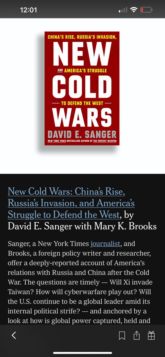 Delighted to see NEW COLD WARS on the NYT list of 17 nonfiction books coming this Spring. “A deeply reported account” of how the U.S. got to this point of confrontation with two superpowers, each posing very different chalkenges.