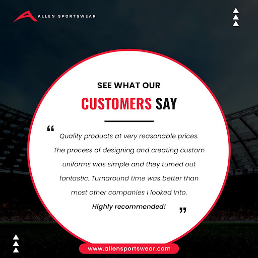 AllenSportswear's tweet photo. Thank you for your kind words and support! We're happy to hear that you love our products and had a smooth experience designing your custom uniforms. Your satisfaction means everything to us! Keep Shopping! #clientreview #ClientTestimonial #feedback #customizedress #keepshopping https://t.co/qIyB7DVLvL