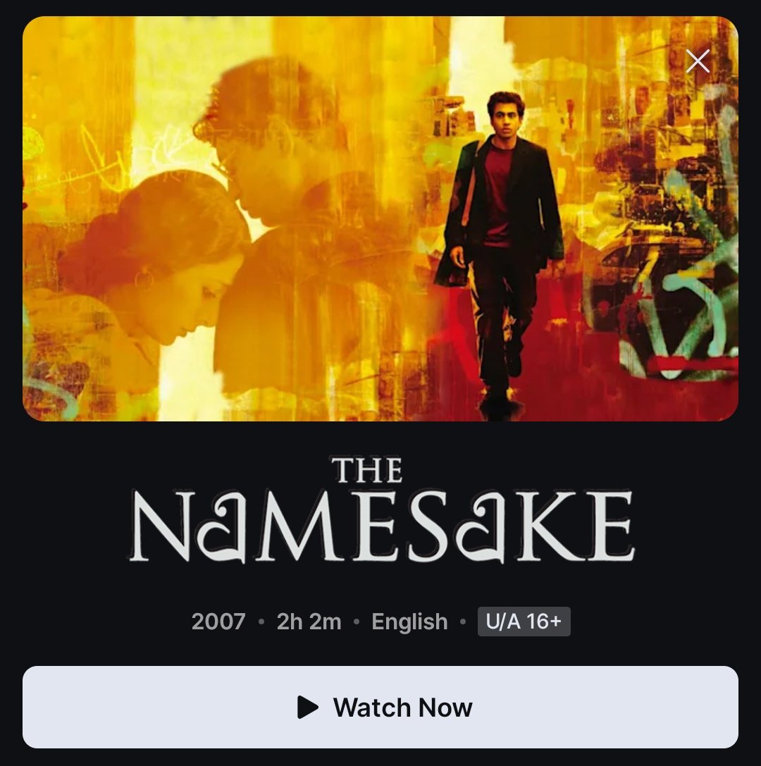 . @MiraPagliNair's #TheNamesake (2007) is back on @DisneyPlusHS.

#Irrfan #Tabu @kalpenn #SahiraNair @ZuleikhaR #SabyasachiChakrabarty @JacindaBarrett @sebroche 

@soonitara @thenitinsawhney #JhumpaLahiri @searchlightpics @utvfilms