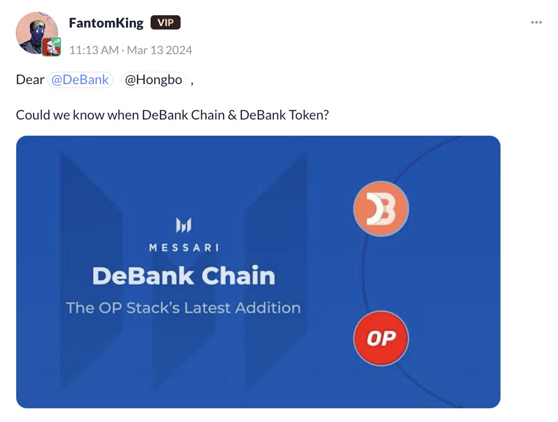 MadLukas86's tweet photo. When @DeBankDeFi chain & token?
#DeBank #DeBankChain https://t.co/9bvHYp1V61