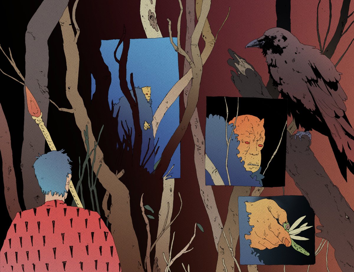 sort of a mignola pastiche style experiment thing. Running into the devil at the crossroads