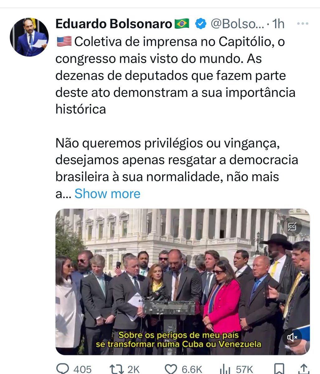 Parlamentares bolsonaristas brasileiros inventaram em Washington a coletiva de imprensa sem imprensa. Do lado de fora do Capitólio, após serem barrados, falaram para eles mesmos em um púlpito caindo aos pedaços. O custo da encenação fica no bolso do eleitor.