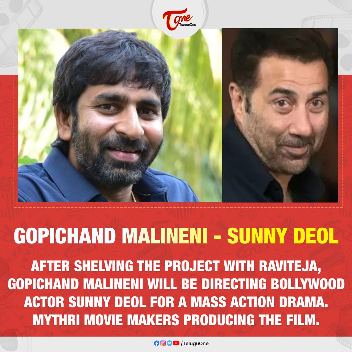 #GopichandMalineni Directing #SunnyDeol For A Mass Action Drama Under #MythriMovieMakers Banner