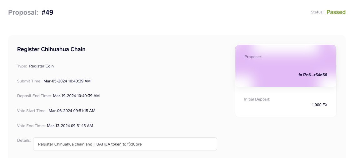 PundiAI's tweet photo. 🔥 Prop #49 has passed!

Our next step is Prop #51

To apply for 120,000 FX (~$25,000) for $HUAHUA / $FX liquidity on FXSwap

Remember to deposit $FX if you'd like to vote https://t.co/BFz07J6plb