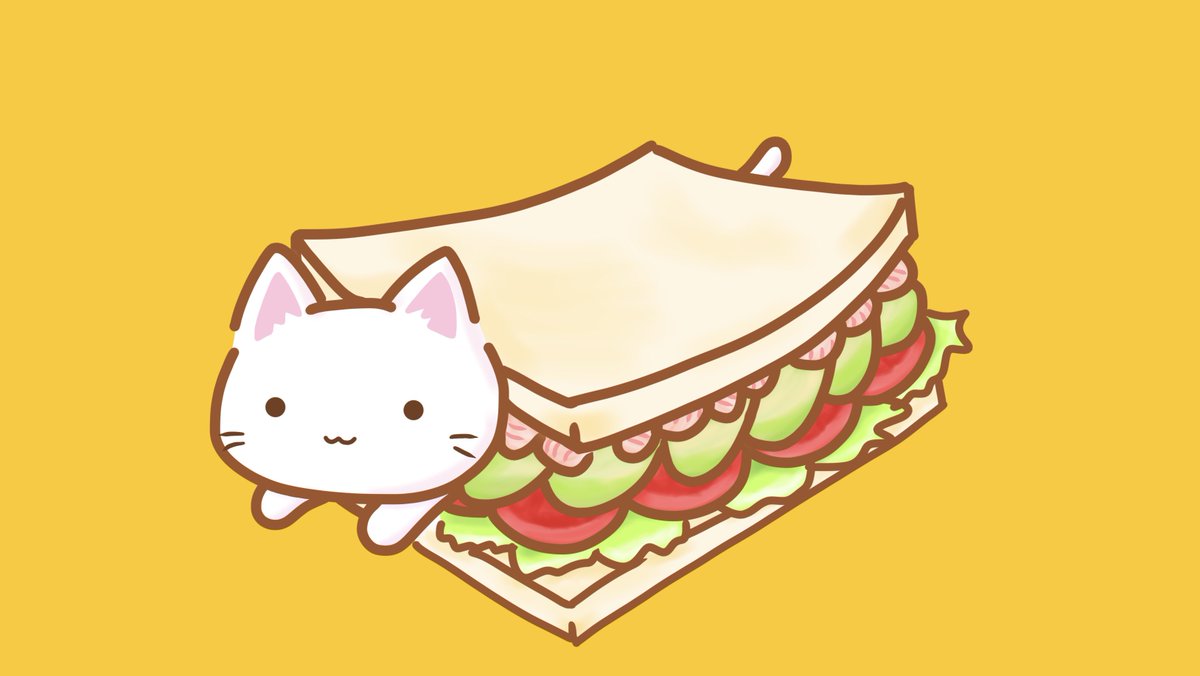 「今日は #サンドイッチデー #サンドイッチの日 再掲ですがにゃんどいっち#猫 #」|やまねこのイラスト