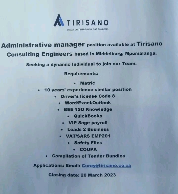 NthabelengDlam3's tweet photo. Vacancies in Mpumalanga and abroad.
#vacancies #vacancyalert #vacancyjob #work #jobs #jobopening #jobhunt #jobvacancy #jobseekers #jobsearch #jobopportunities #sendyourcv https://t.co/SH8IF33leB