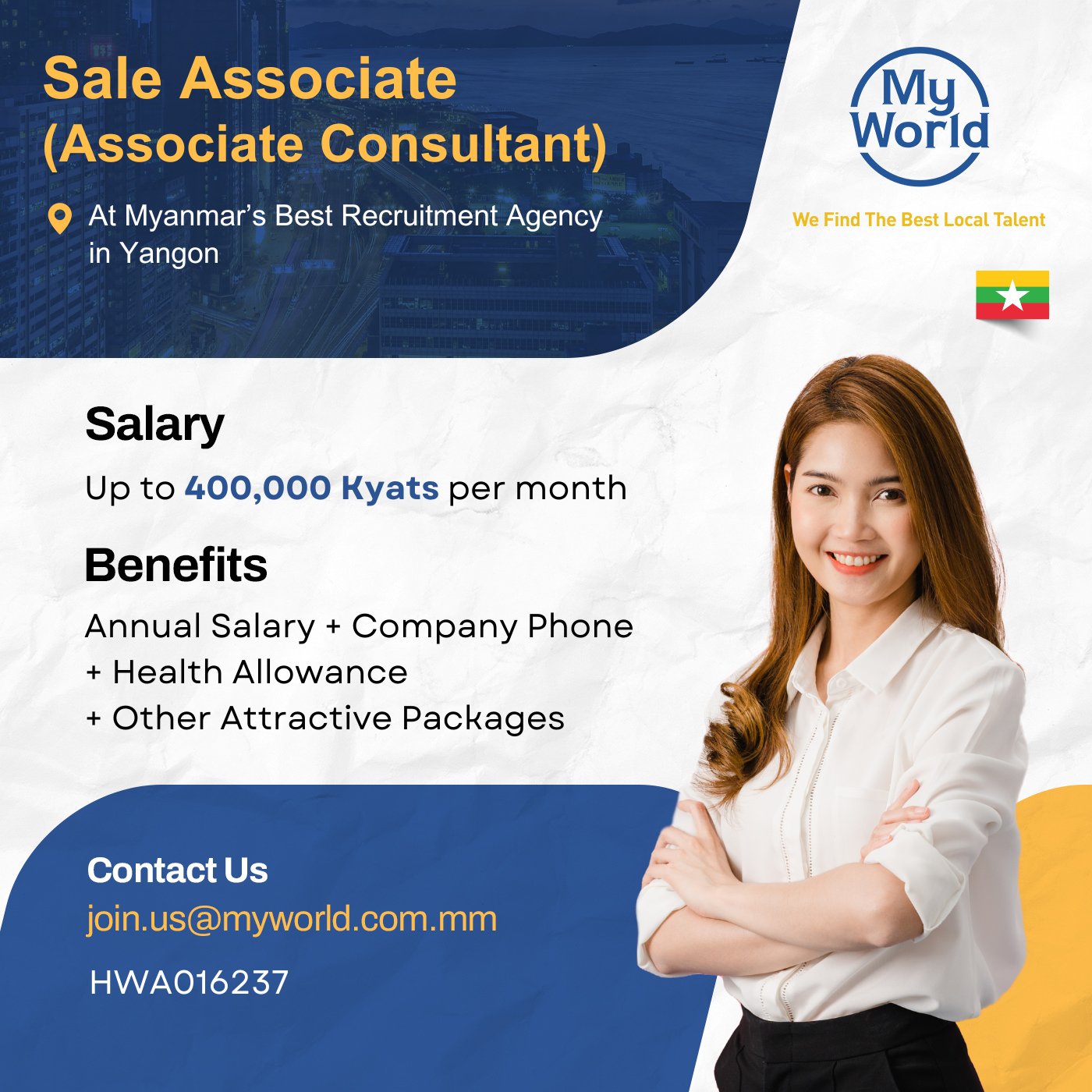 MyWorld Careers Myanmar on X: &ldquo;Hiring in #Yangon Position 