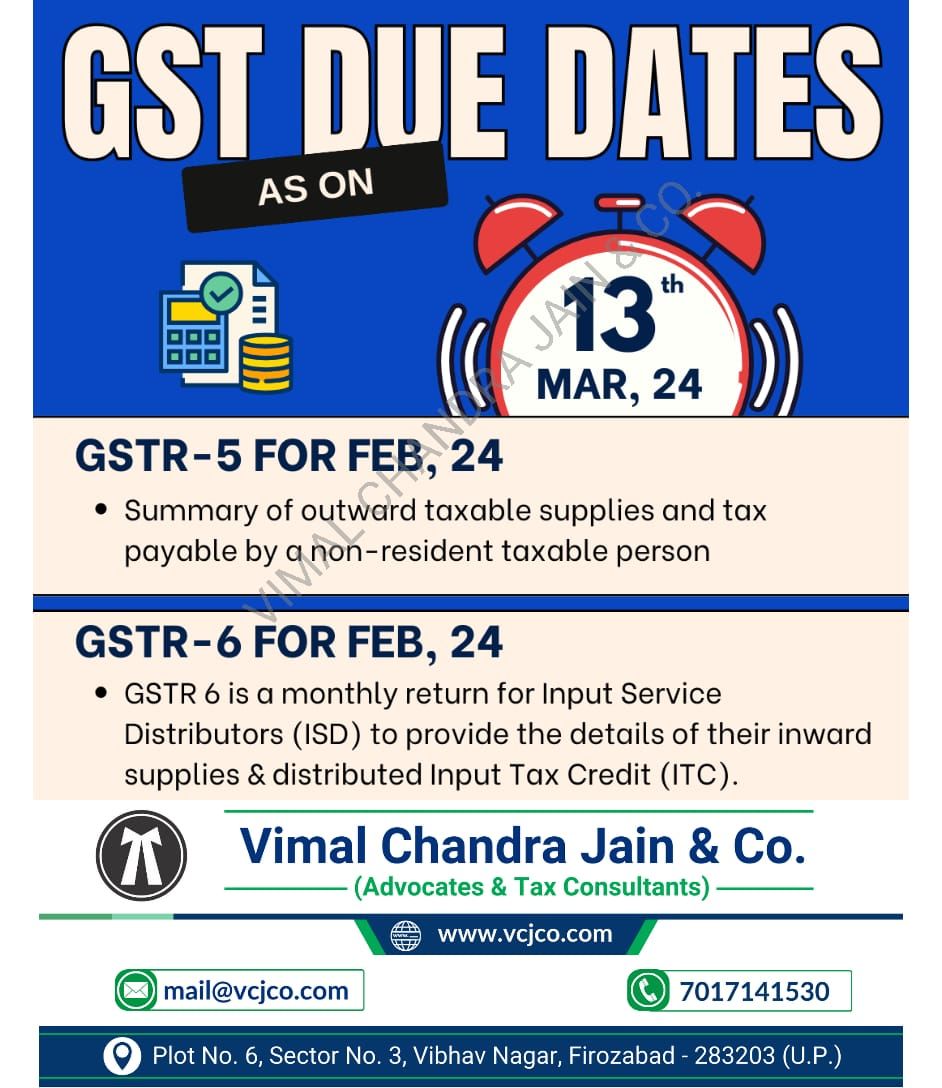 vcj_co's tweet photo. GSTR-5 GSTR-6
#GSTR5
#GSTR6
#NonResident
#InputServiceDistributor
#GSTFiling
#TaxCompliance
#GSTIndia
#DigitalAccounting
#ISDGST
#BusinessCompliance
#GSTUpdates
#FinanceAndTaxation
#vcjco #firozabad #agra #shikohabad #itr #incometaxreturn #refund #gst #gstr #gstregistration #tax https://t.co/Y3jXF9exe9