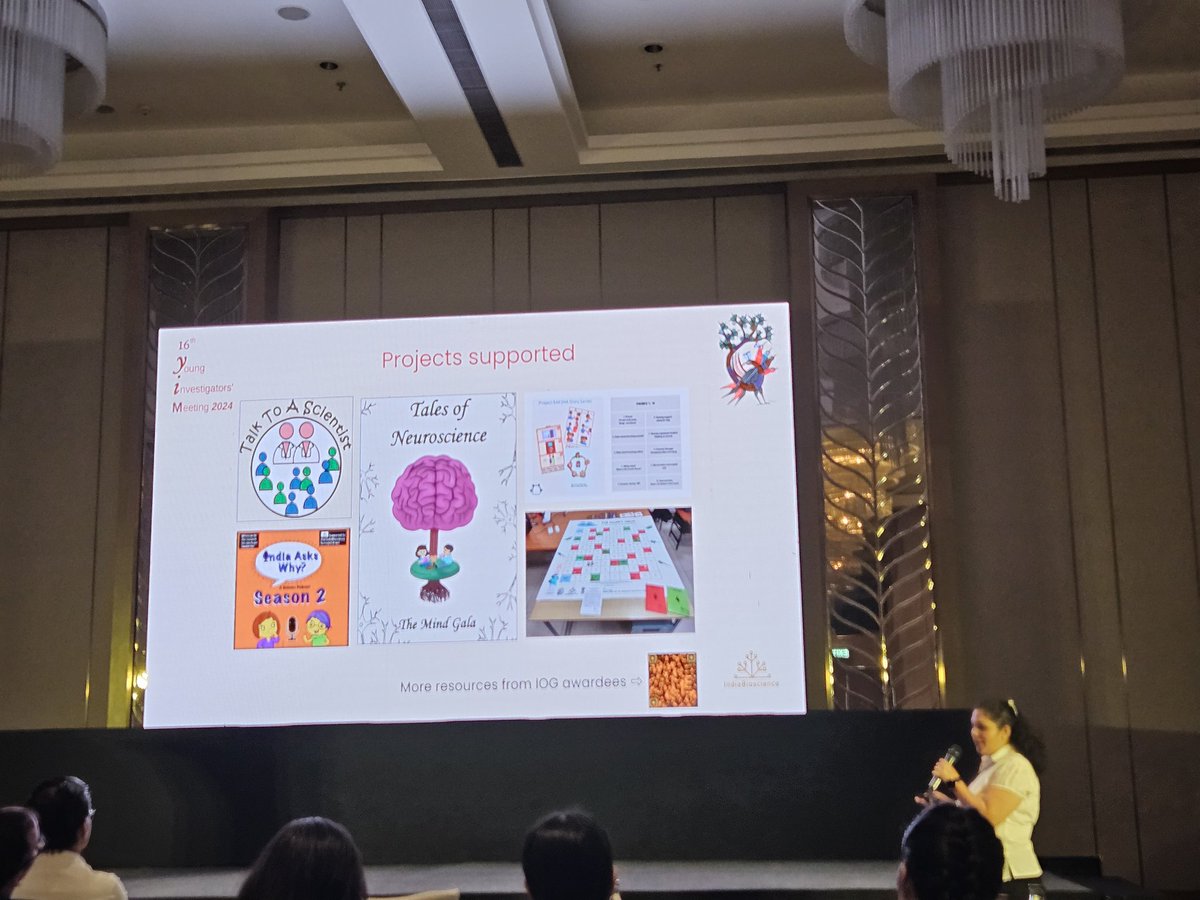 Great to get a shoutout from @manjulaharikri2 from @IndiaBioscience for our science outreach project 'Mind Gala' funded by them. The outcome of the project 'Tales of Neuroscience ' is available to view at their counter. #YIM2024 @prjctencephalon