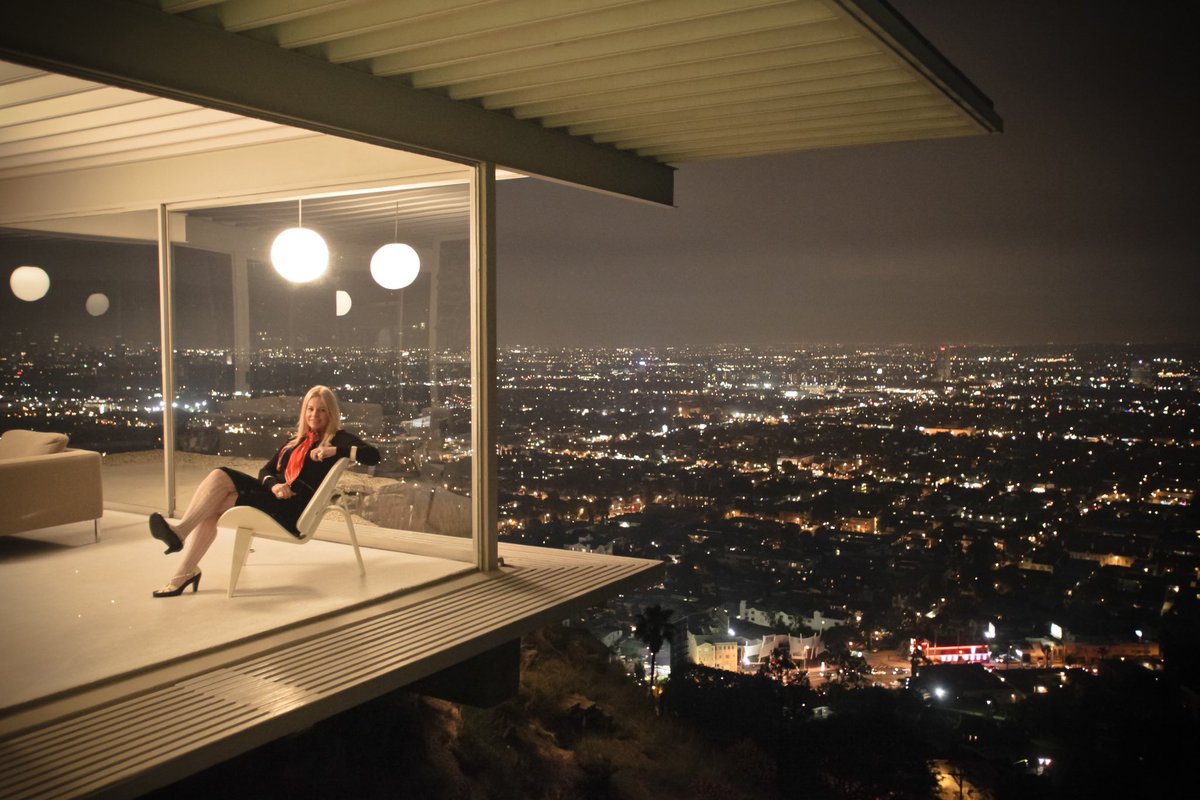 At the historic Stahl House. Also known as Case Study House #22 designed by Pierre Koenig, built in 1959. It’s one of the most famous architectural homes in the world sitting perched atop a dramatic cliff overlooking all of Los Angeles.