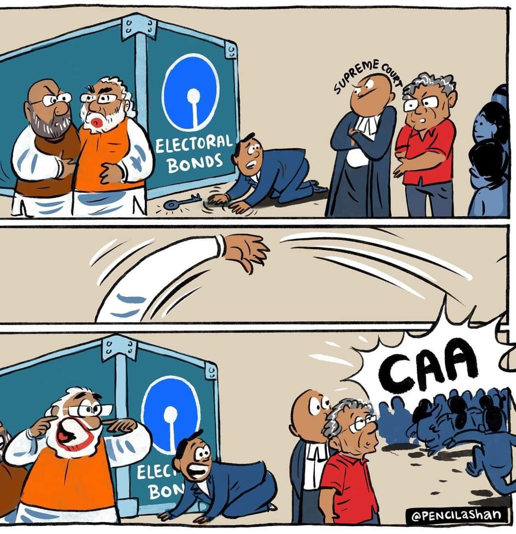 geetv79's tweet photo. Ignore Mo-Sha's CAA diversion.
BJP-RSS are as usual trying desperately to divert attention from their corrupt,unconstitutional #ModiBondOfCorruption #ModiSBICorruptionBond.
CAA is still sub-judice, with many challenges pending before Supreme Court since 2019.
#LieLikeModi https://t.co/G25wmoSbOg