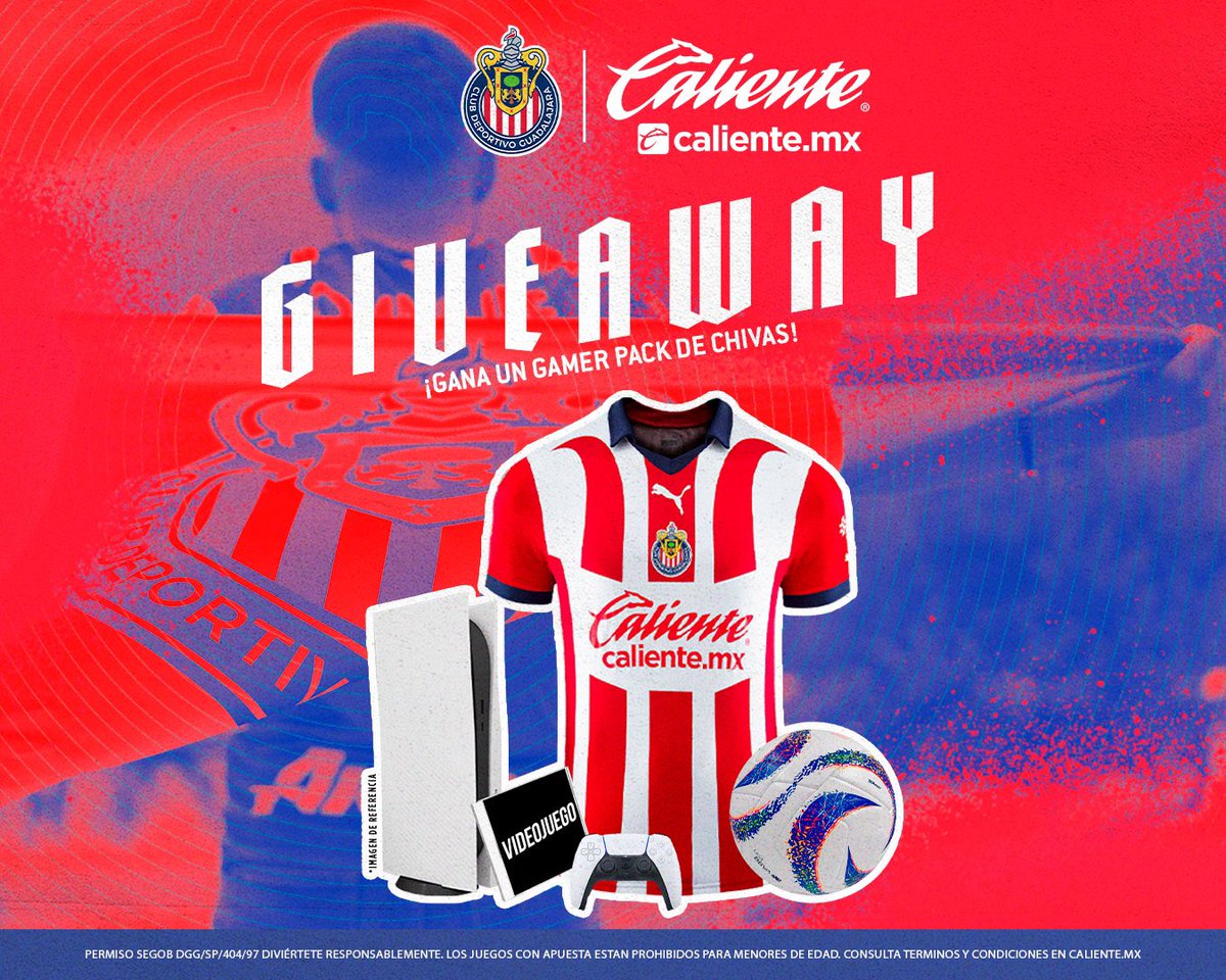 🚨🐐 GIVEAWAY CHIVAHERMANO 🐐🚨
 
Es semana de Clásicos y puedes GANAR un GAMER PACK  de CHIVAS 🐐👕🎮
 
1️⃣Dale RT y ❤️
2️⃣Sigue a <a href="/calientesports/">Caliente Sports</a> en TW e IG en este link 📲instagram.com/caliente_sport…
3️⃣Etiqueta a un amigo, comenta por qué CHIVAS es tu equipo favorito y agrega el HT