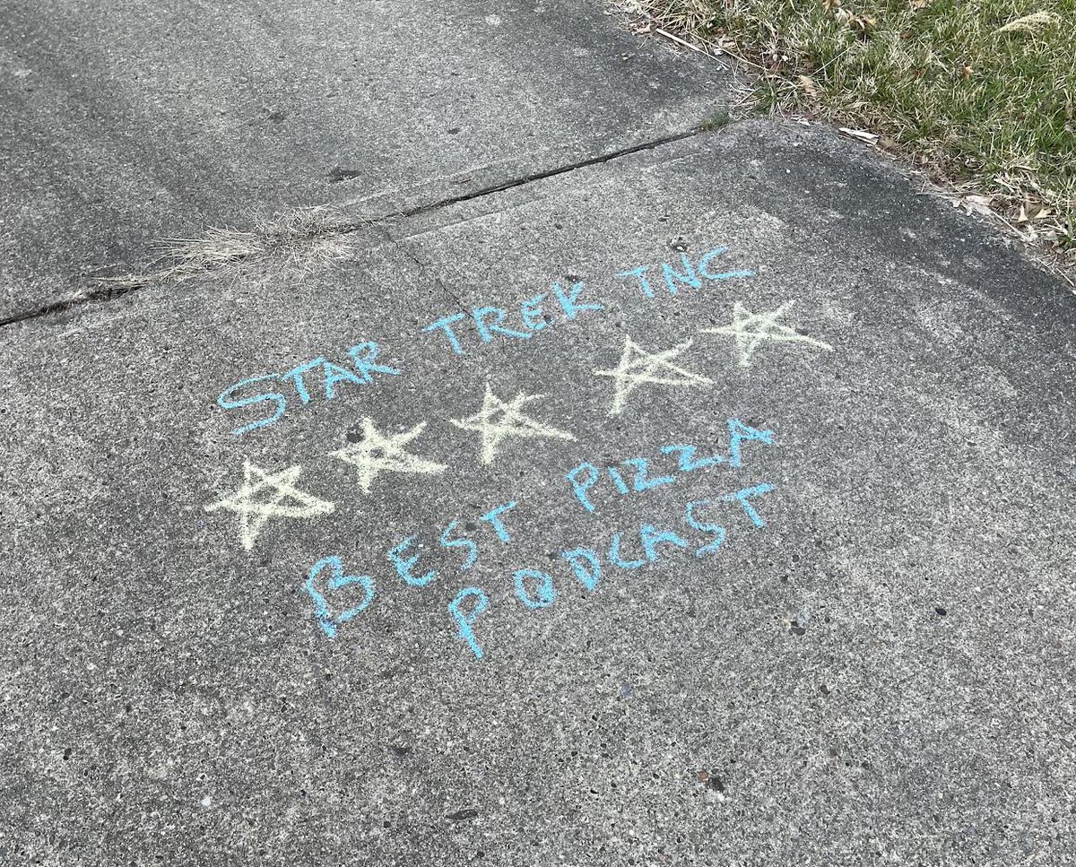 How do they get into the Admiral’s Club, Matt?  

Leave a five star review anywhere.  ANYWHERE. #StarTrekPodcast 

(Review with daughter’s chalk: <a href="/schultisscribe/">Mark J. Schultis</a>)