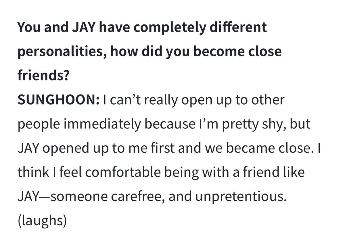 and I'm sure hoon is also happy that their paths met. coz in those 10 years that he battled alone, the first to reach out a hand was jay and they walked towards the light together and debuted together. (sad music plays: into the i-land music box version)